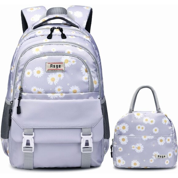 Colorful Chickweed Floral Backpack for Kids - Ergonomic Fit & Lunch Bag Included